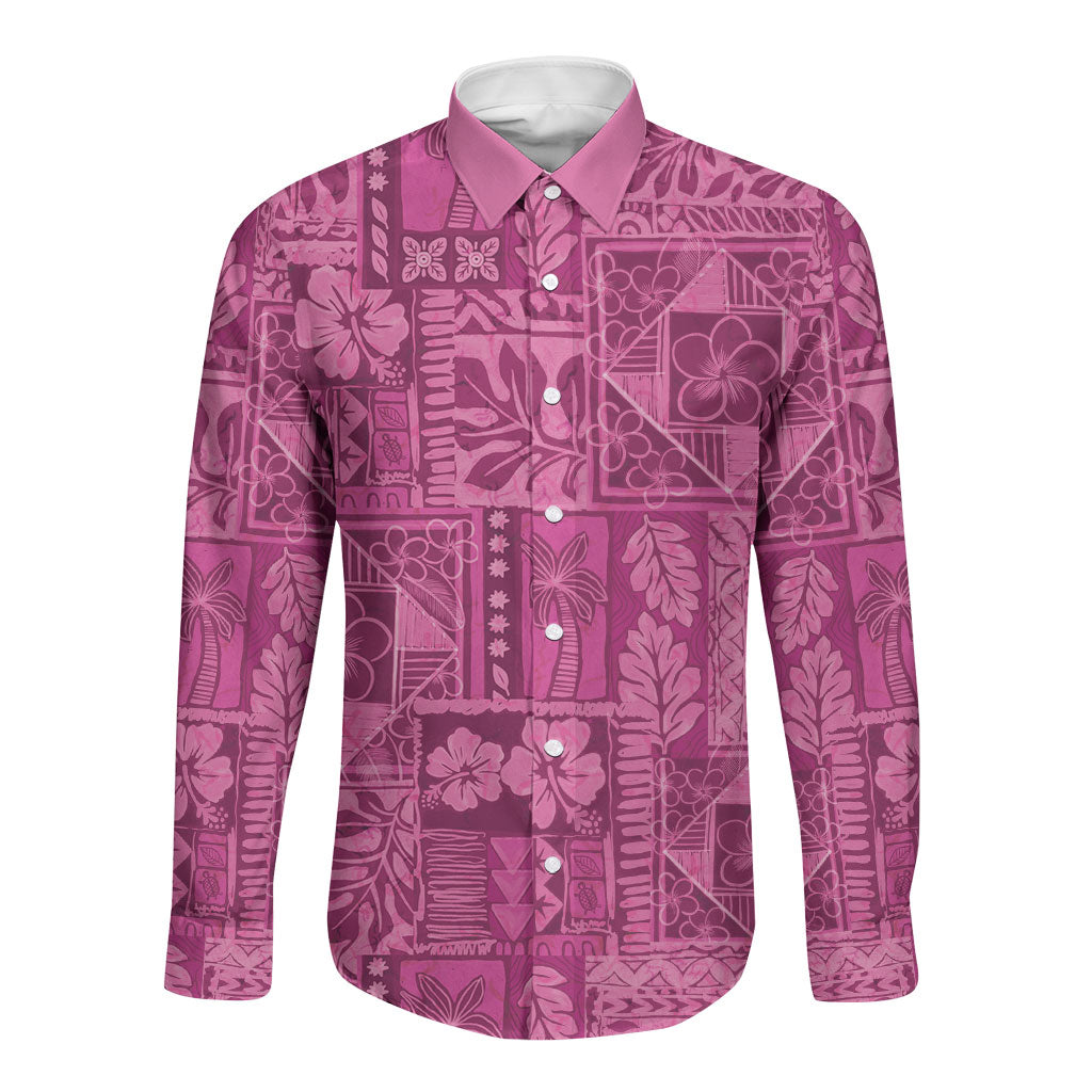 Hawaii Rainforest Beach Tropical Flowers Long Sleeve Button Shirt