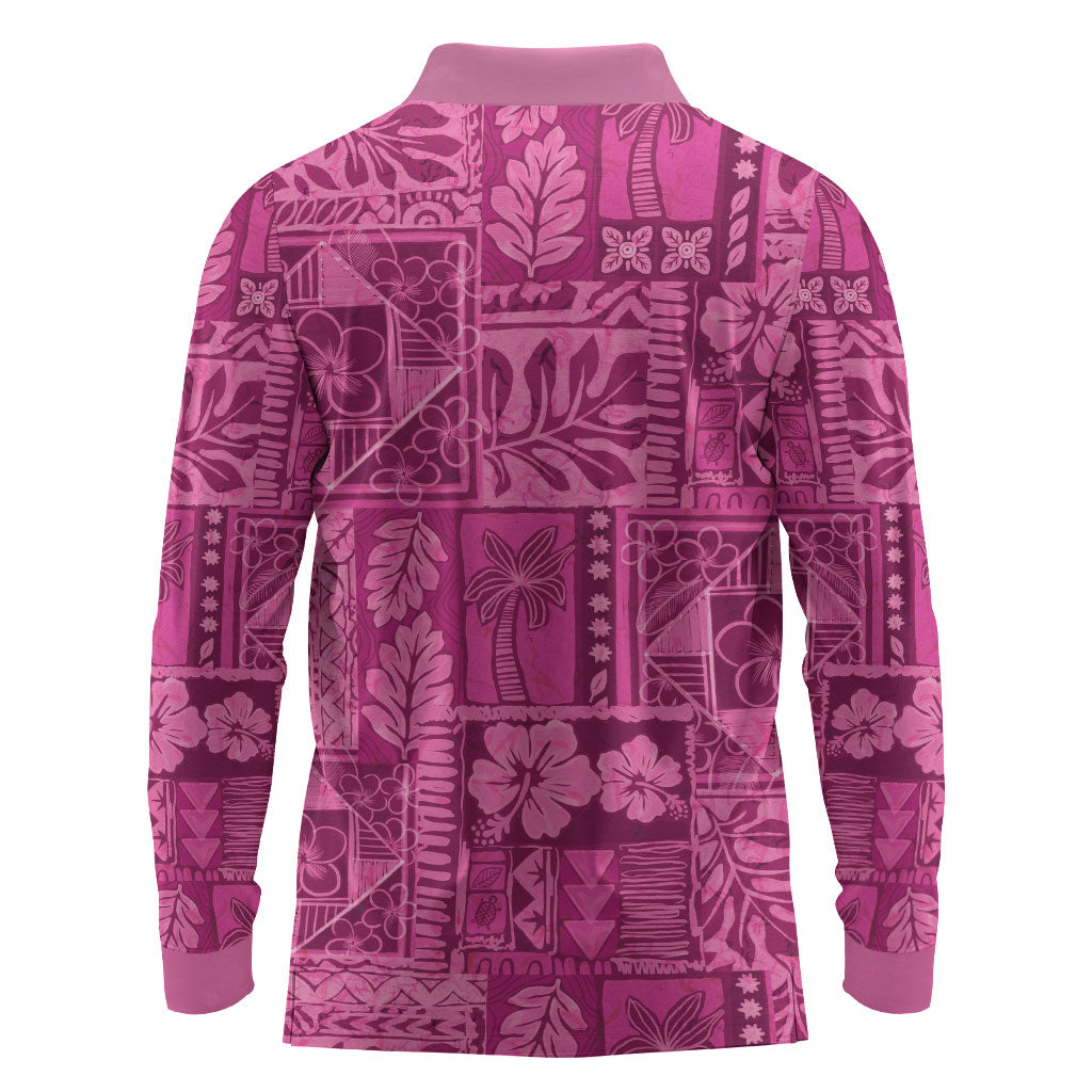 Hawaii Rainforest Beach Tropical Flowers Long Sleeve Polo Shirt LT14 - Polynesian Pride