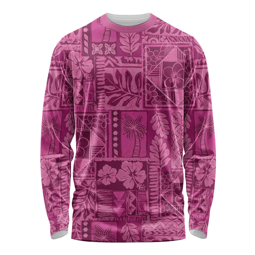 Hawaii Rainforest Beach Tropical Flowers Long Sleeve Shirt LT14 Unisex Pink - Polynesian Pride