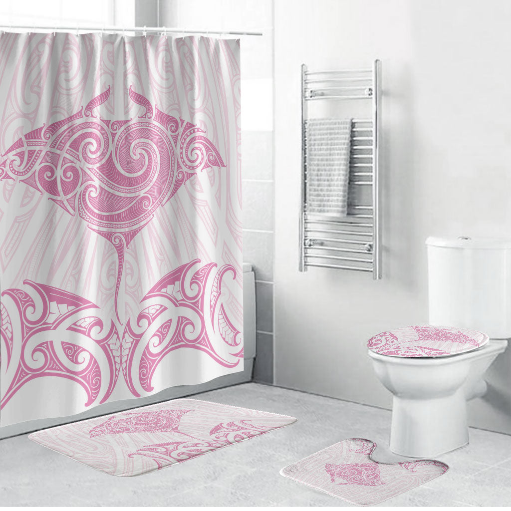 New Zealand Manta Ray Tattoo Bathroom Set Aotearoa Maori Haehae Pink