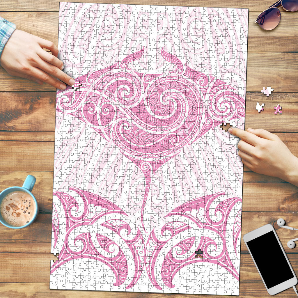 New Zealand Manta Ray Tattoo Puzzle Aotearoa Maori Haehae Pink LT14 Pink - Polynesian Pride