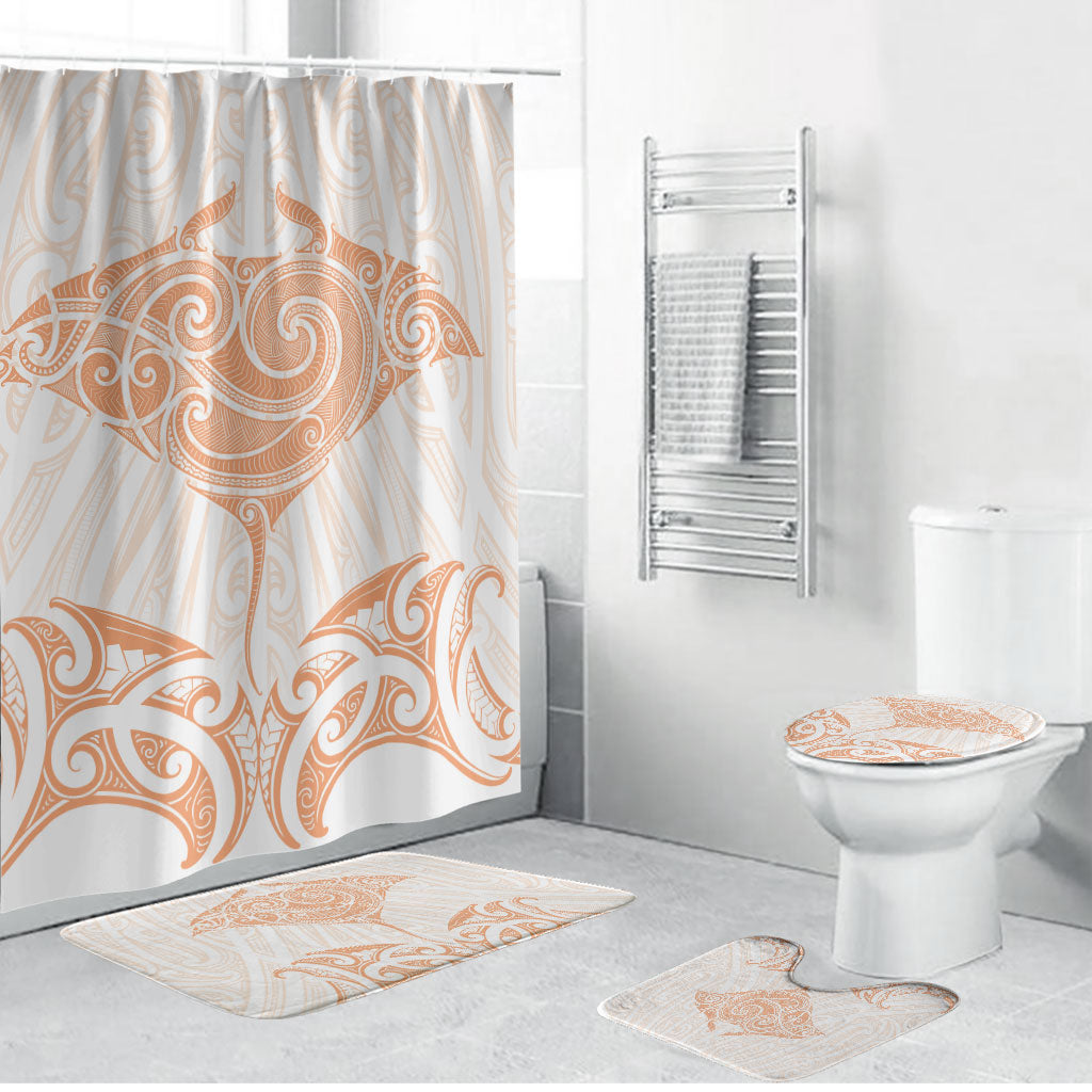 New Zealand Manta Ray Tattoo Bathroom Set Aotearoa Maori Haehae Orange