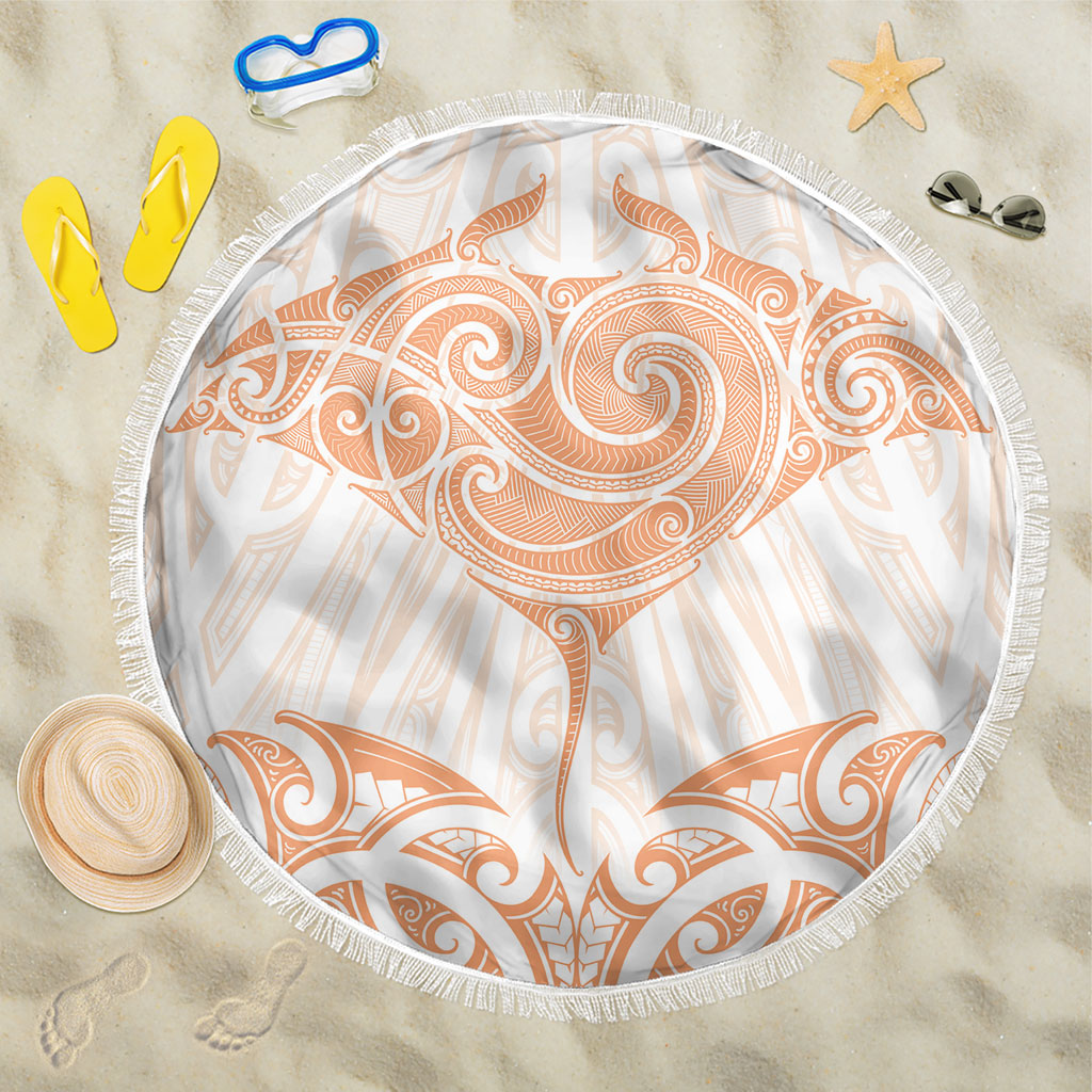 New Zealand Manta Ray Tattoo Beach Blanket Aotearoa Maori Haehae Orange