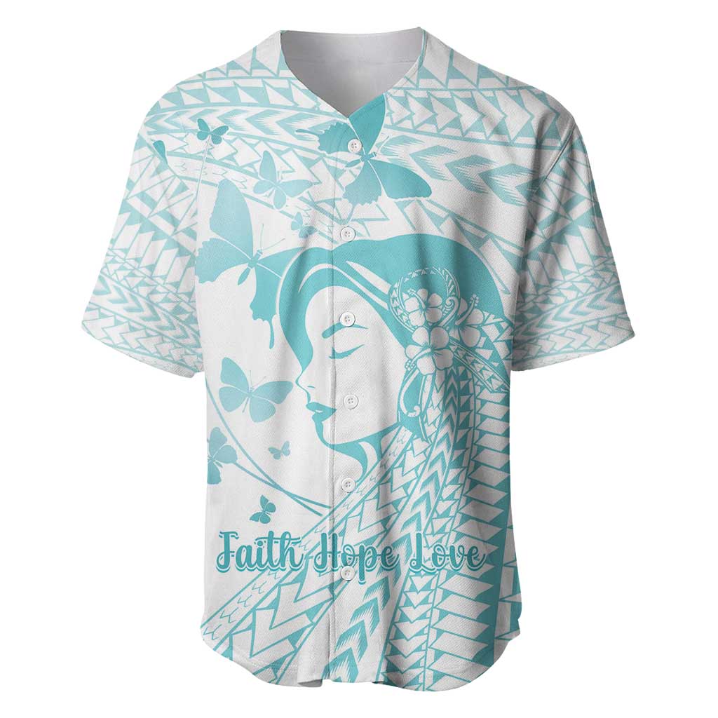 Polynesia Cervical Cancer Awareness Month Baseball Jersey Polynesian Women Faith Hope Love!