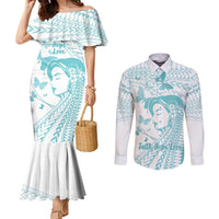 Polynesia Cervical Cancer Awareness Month Couples Matching Mermaid Dress and Long Sleeve Button Shirt Polynesian Women Faith Hope Love!