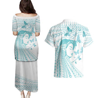 Polynesia Cervical Cancer Awareness Month Couples Matching Puletasi and Hawaiian Shirt Polynesian Women Faith Hope Love!