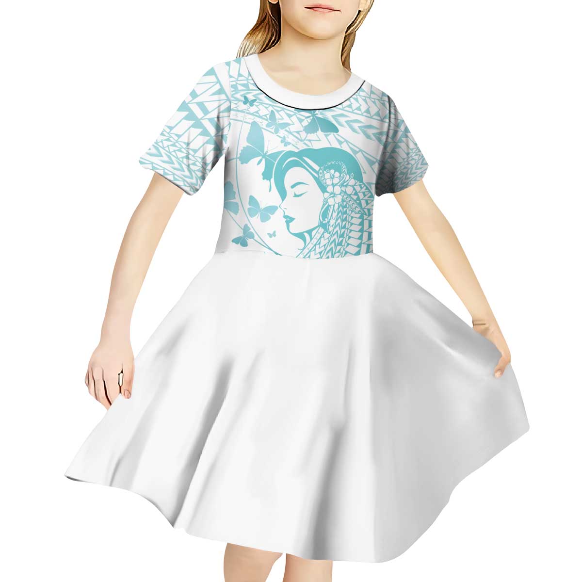 Polynesia Cervical Cancer Awareness Month Kid Short Sleeve Dress Polynesian Women Faith Hope Love!