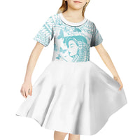 Polynesia Cervical Cancer Awareness Month Kid Short Sleeve Dress Polynesian Women Faith Hope Love!