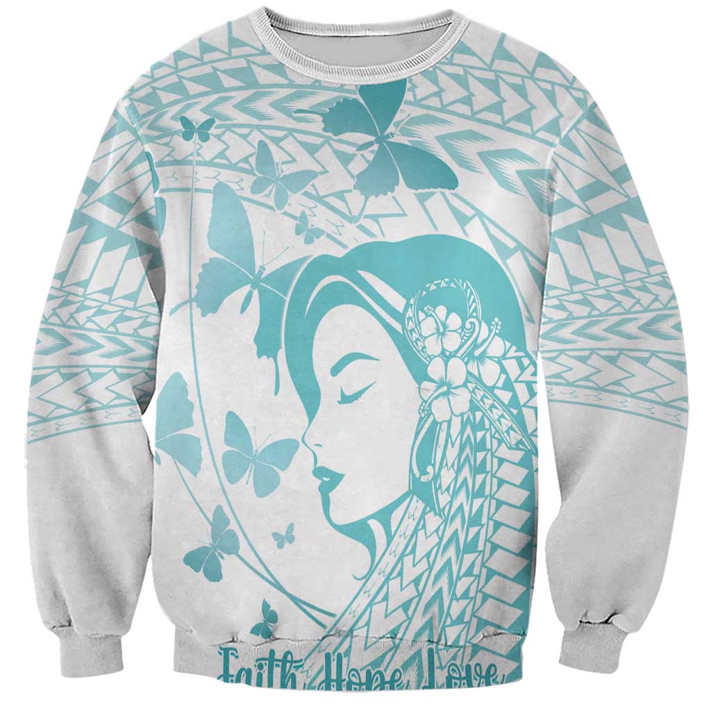 Polynesia Cervical Cancer Awareness Month Sweatshirt Polynesian Women Faith Hope Love!