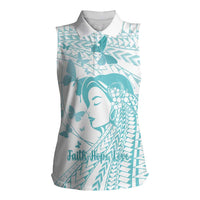 Polynesia Cervical Cancer Awareness Month Women Sleeveless Polo Shirt Polynesian Women Faith Hope Love!
