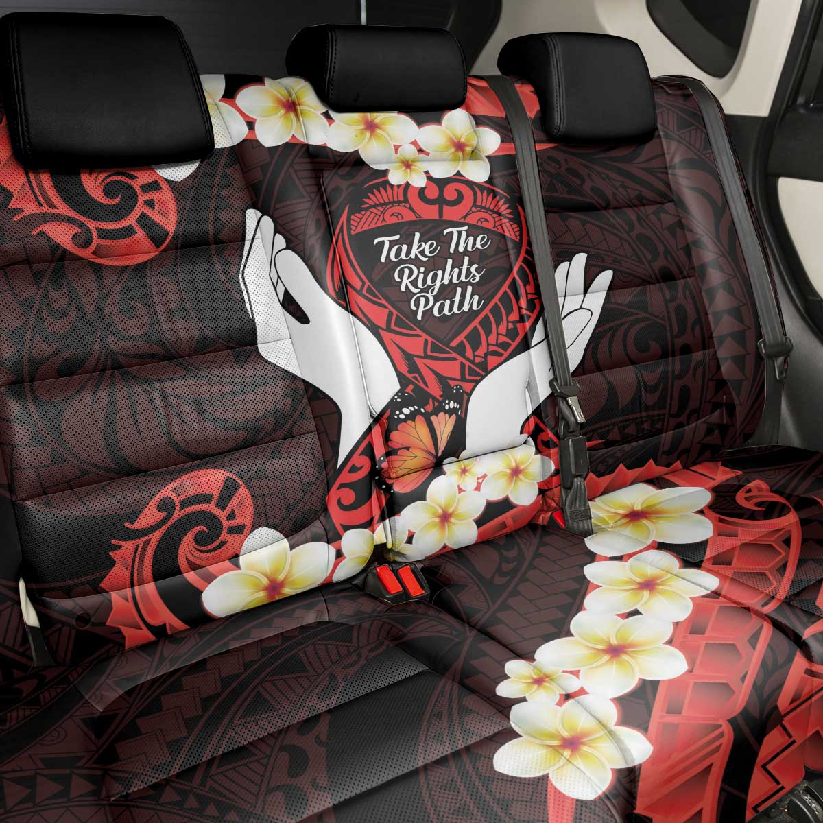 Polynesia AIDS Awareness Month Back Car Seat Cover Take The Rights Path Polynesian Pattern
