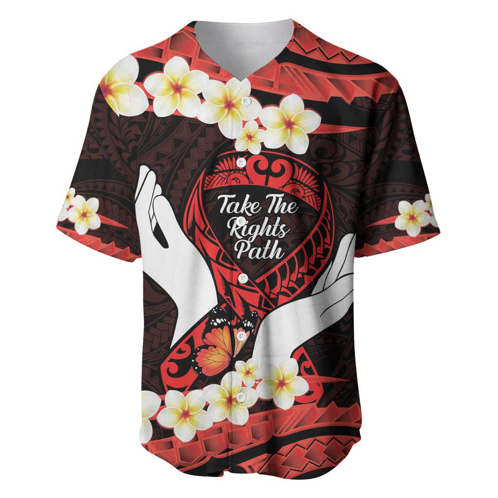 Polynesia AIDS Awareness Month Baseball Jersey Take The Rights Path Polynesian Pattern