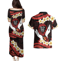 Polynesia AIDS Awareness Month Couples Matching Puletasi and Hawaiian Shirt Take The Rights Path Polynesian Pattern