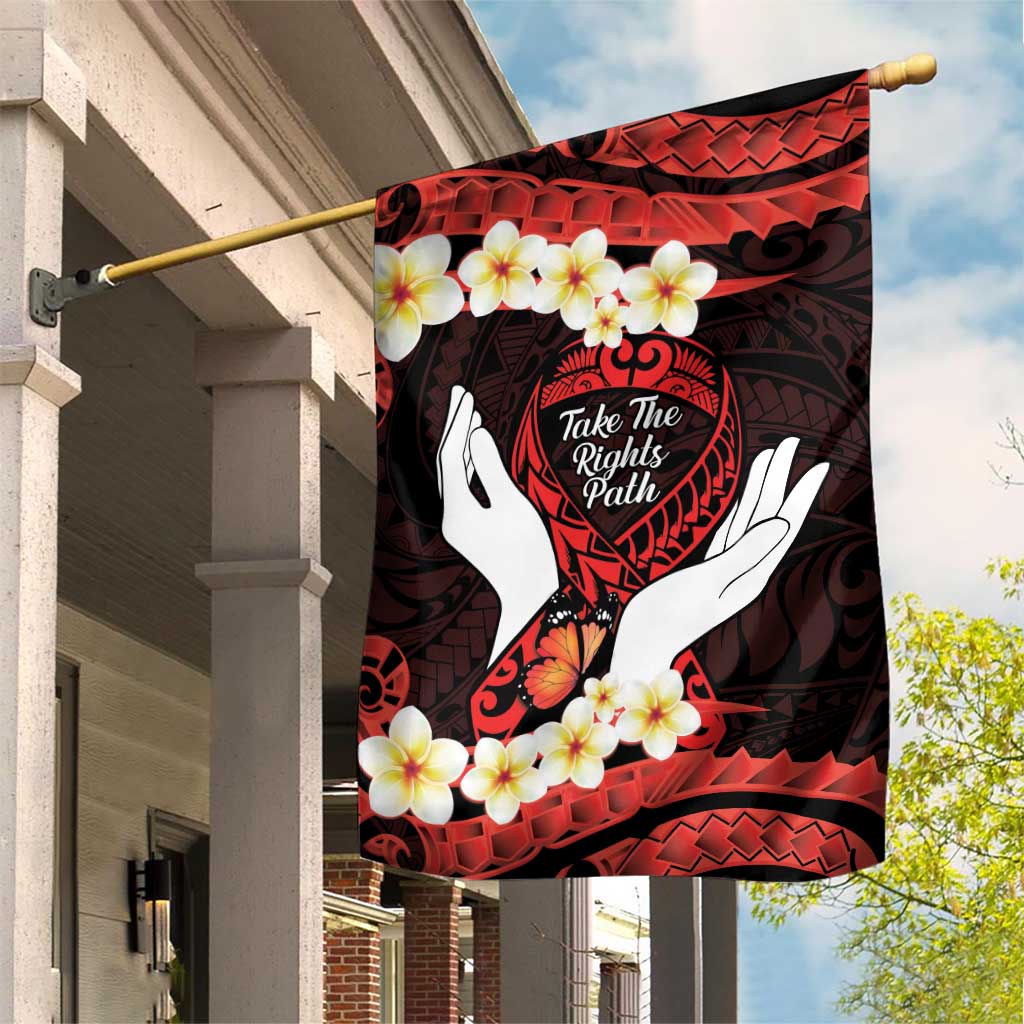 Polynesia AIDS Awareness Month Garden Flag Take The Rights Path Polynesian Pattern