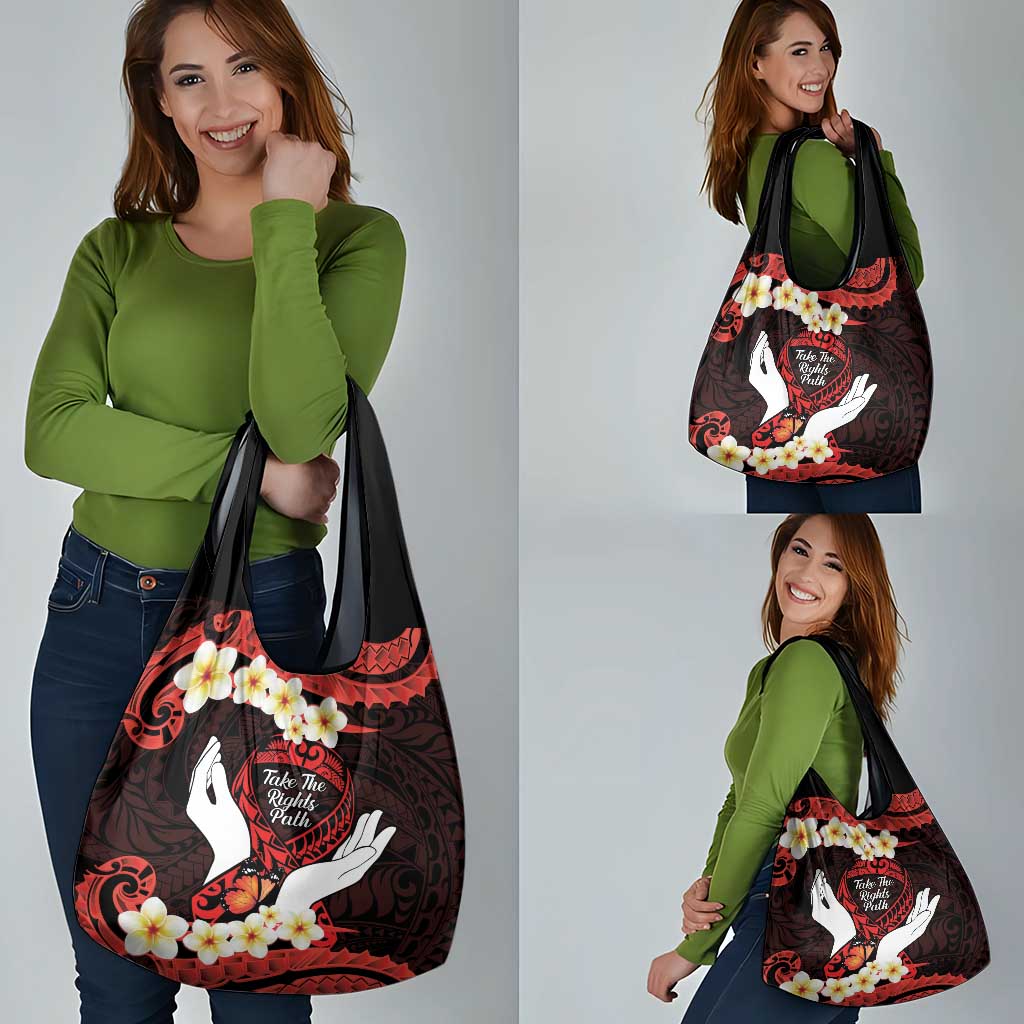 Polynesia AIDS Awareness Month Grocery Bag Take The Rights Path Polynesian Pattern