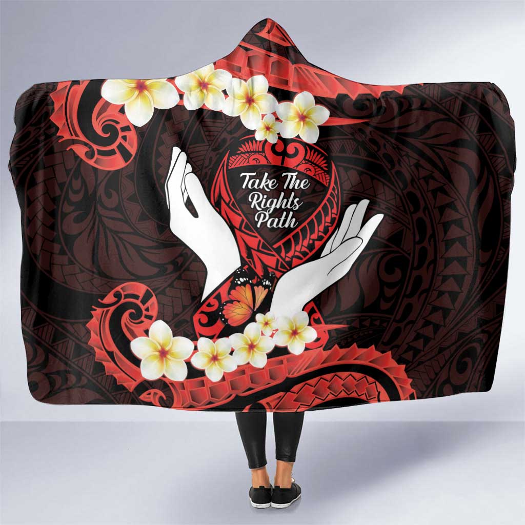 Polynesia AIDS Awareness Month Hooded Blanket Take The Rights Path Polynesian Pattern