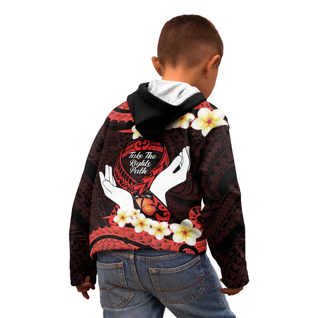 Polynesia AIDS Awareness Month Kid Hoodie Take The Rights Path Polynesian Pattern