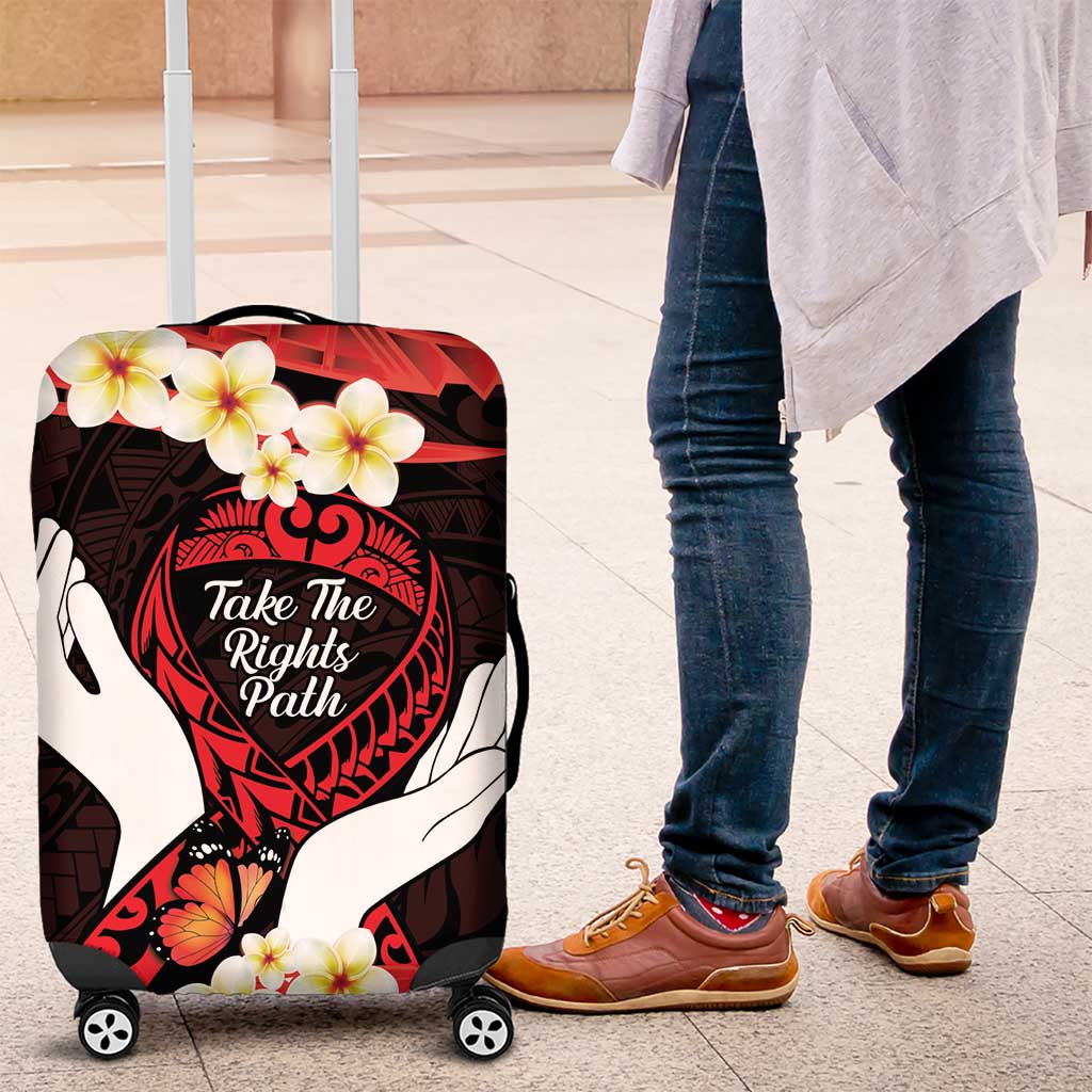 Polynesia AIDS Awareness Month Luggage Cover Take The Rights Path Polynesian Pattern