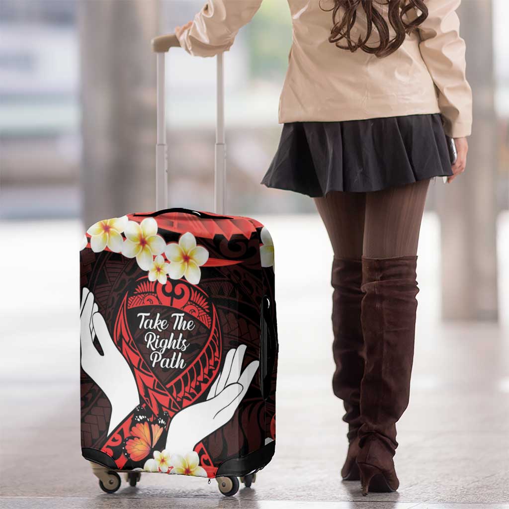 Polynesia AIDS Awareness Month Luggage Cover Take The Rights Path Polynesian Pattern