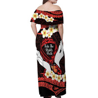 Polynesia AIDS Awareness Month Off Shoulder Maxi Dress Take The Rights Path Polynesian Pattern