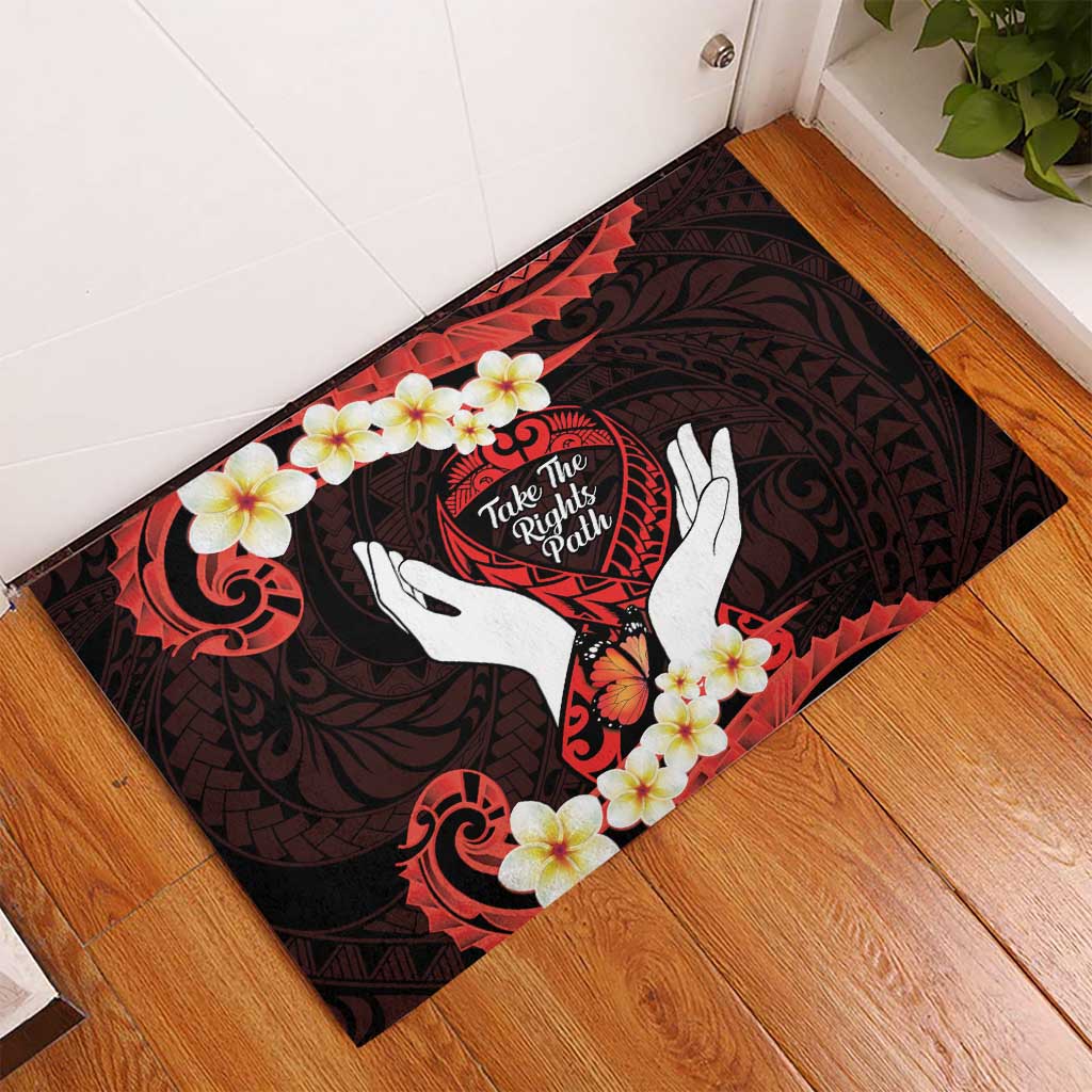 Polynesia AIDS Awareness Month Rubber Doormat Take The Rights Path Polynesian Pattern