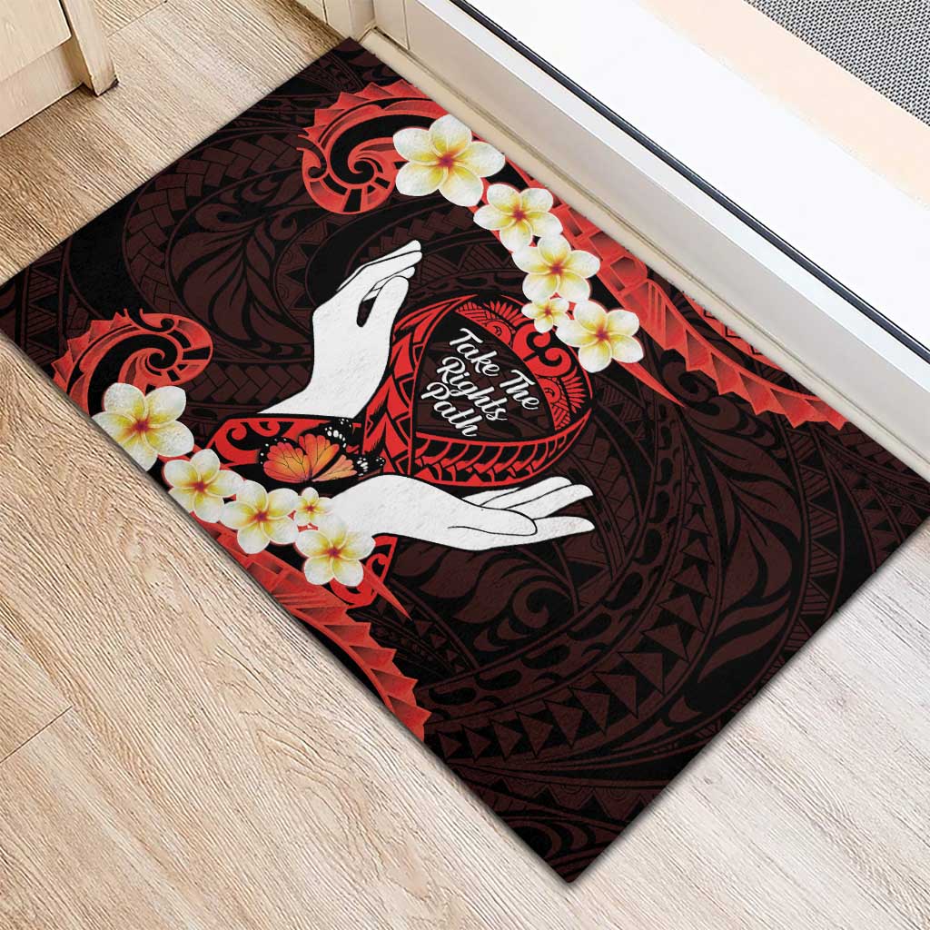 Polynesia AIDS Awareness Month Rubber Doormat Take The Rights Path Polynesian Pattern