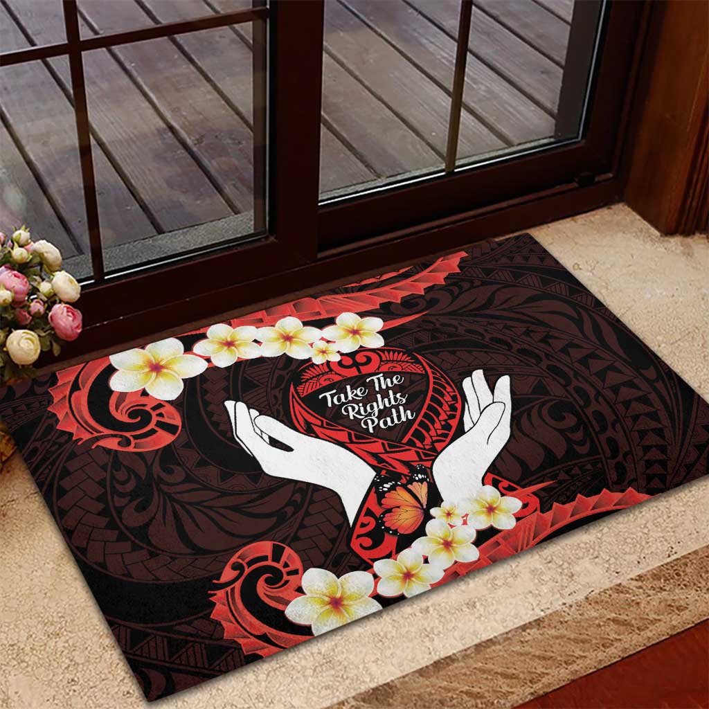 Polynesia AIDS Awareness Month Rubber Doormat Take The Rights Path Polynesian Pattern