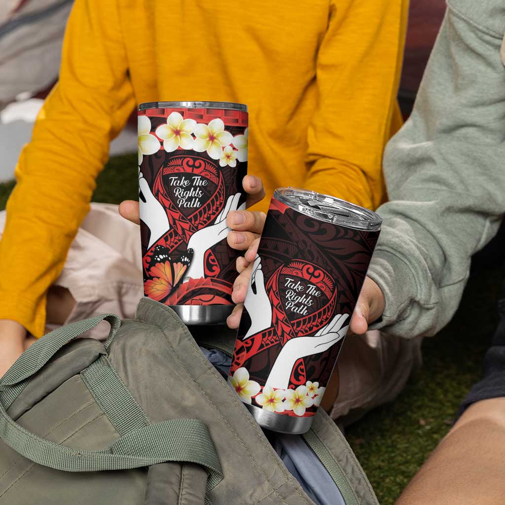Polynesia AIDS Awareness Month Tumbler Cup Take The Rights Path Polynesian Pattern