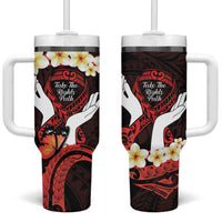 Polynesia AIDS Awareness Month Tumbler With Handle Take The Rights Path Polynesian Pattern