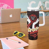 Polynesia AIDS Awareness Month Tumbler With Handle Take The Rights Path Polynesian Pattern