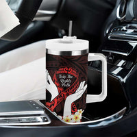 Polynesia AIDS Awareness Month Tumbler With Handle Take The Rights Path Polynesian Pattern