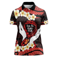 Polynesia AIDS Awareness Month Women Polo Shirt Take The Rights Path Polynesian Pattern