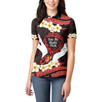 Polynesia AIDS Awareness Month Women Polo Shirt Take The Rights Path Polynesian Pattern
