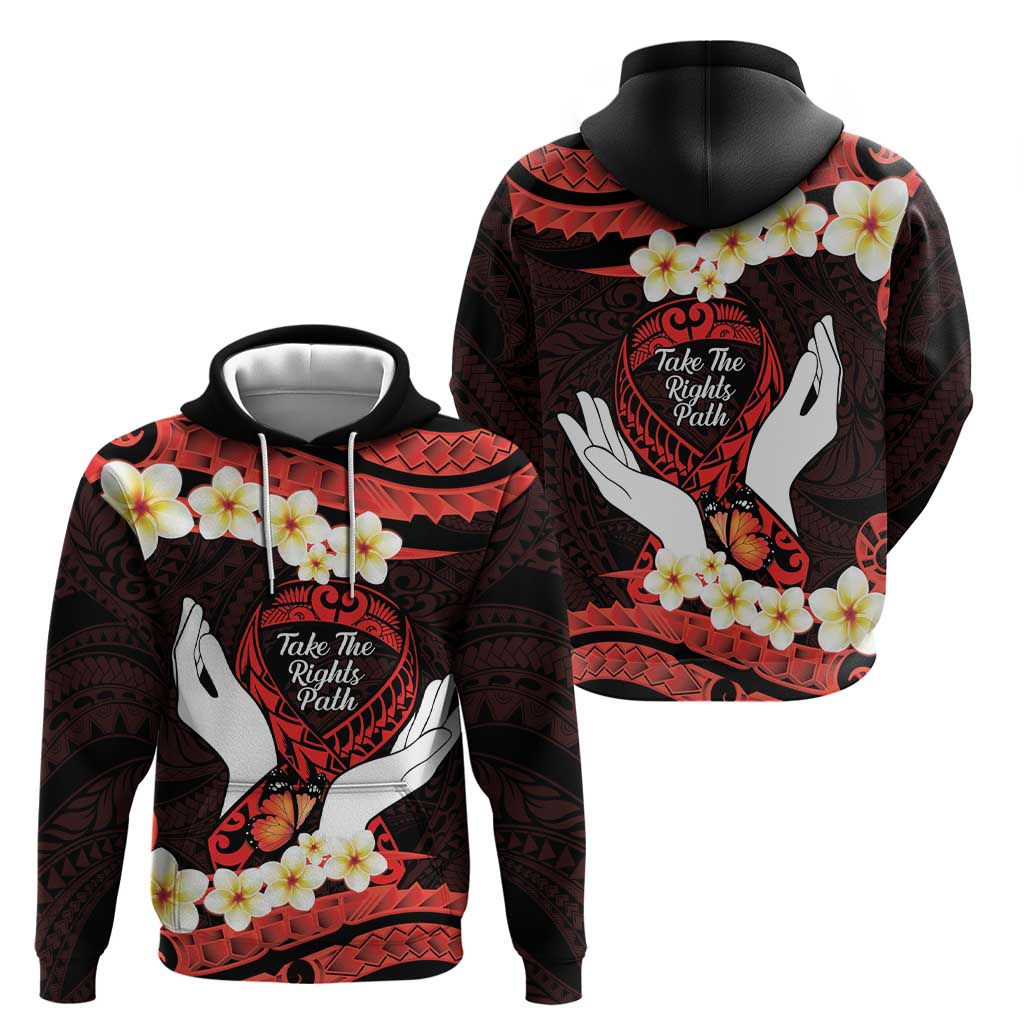 Polynesia AIDS Awareness Month Zip Hoodie Take The Rights Path Polynesian Pattern