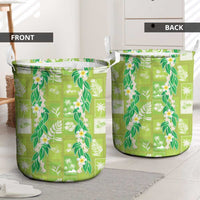 Aloha Hawaii Tuberose Lei Laundry Basket Tropical Vibes Green Color - Polynesian Pride