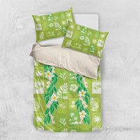 Aloha Hawaii Tuberose Lei Bedding Set Tropical Vibes Green Color - Polynesian Pride