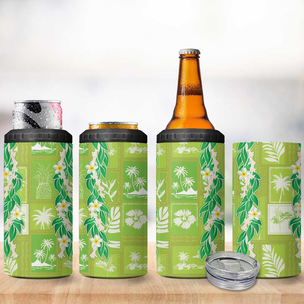 Aloha Hawaii Tuberose Lei 4 in 1 Can Cooler Tumbler Tropical Vibes Green Color - Polynesian Pride
