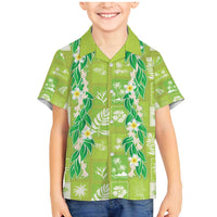 Aloha Hawaii Tuberose Lei Family Matching Mermaid Dress and Hawaiian Shirt Tropical Vibes Green Color - Polynesian Pride