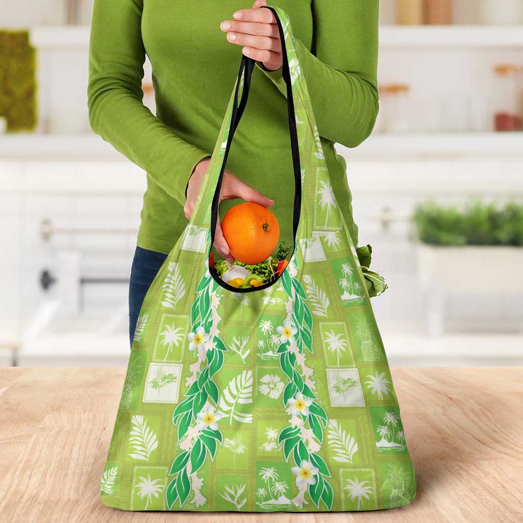 Aloha Hawaii Tuberose Lei Grocery Bag Tropical Vibes Green Color - Polynesian Pride