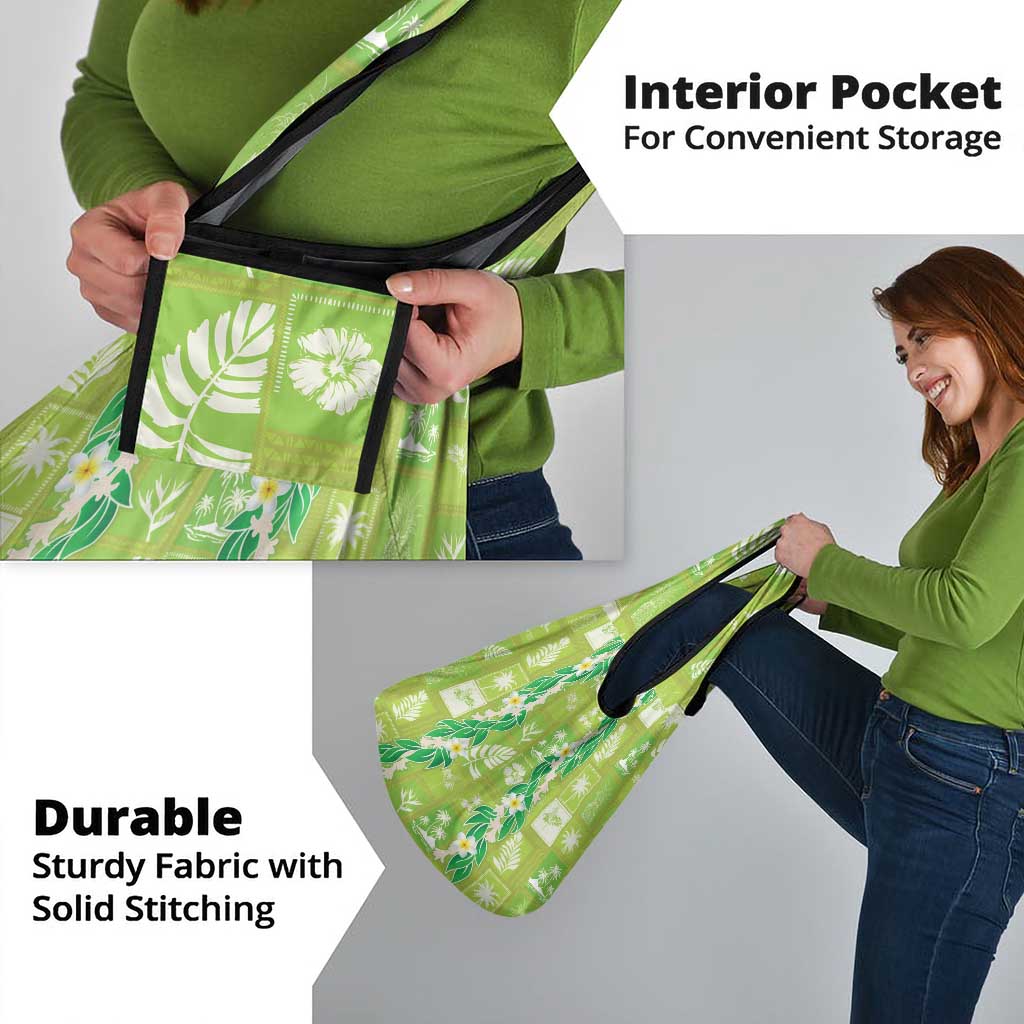 Aloha Hawaii Tuberose Lei Grocery Bag Tropical Vibes Green Color - Polynesian Pride