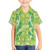 Aloha Hawaii Tuberose Lei Kid Hawaiian Shirt Tropical Vibes Green Color - Polynesian Pride