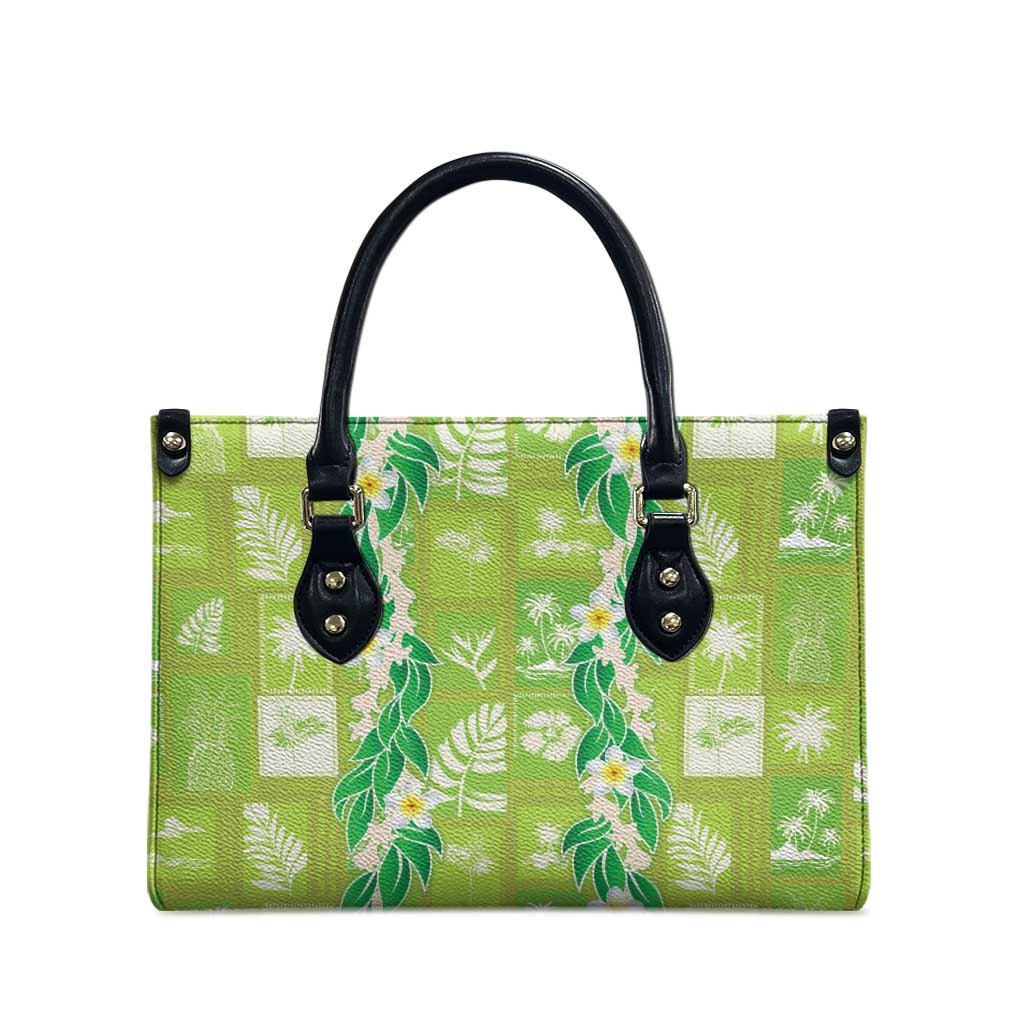 Aloha Hawaii Tuberose Lei Leather Bag Tropical Vibes Green Color - Polynesian Pride
