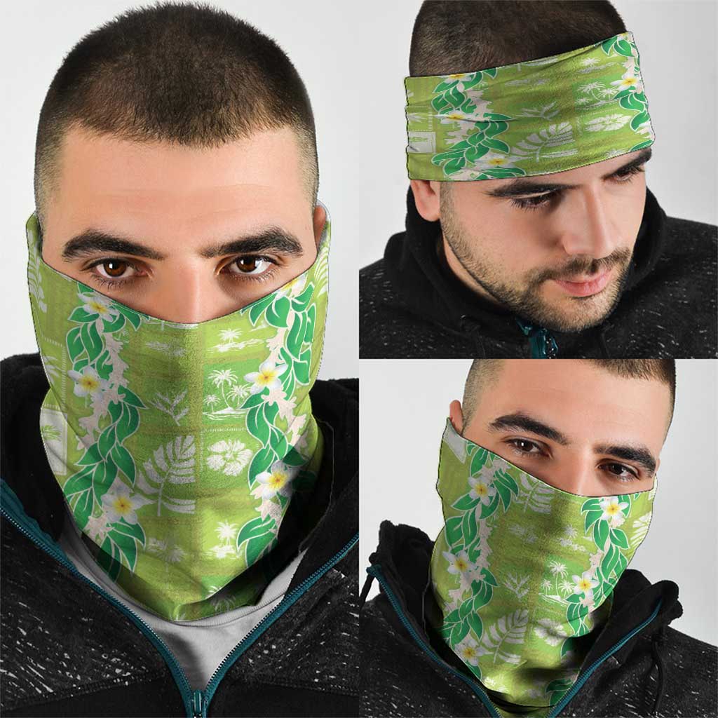 Aloha Hawaii Tuberose Lei Neck Gaiter Tropical Vibes Green Color - Polynesian Pride
