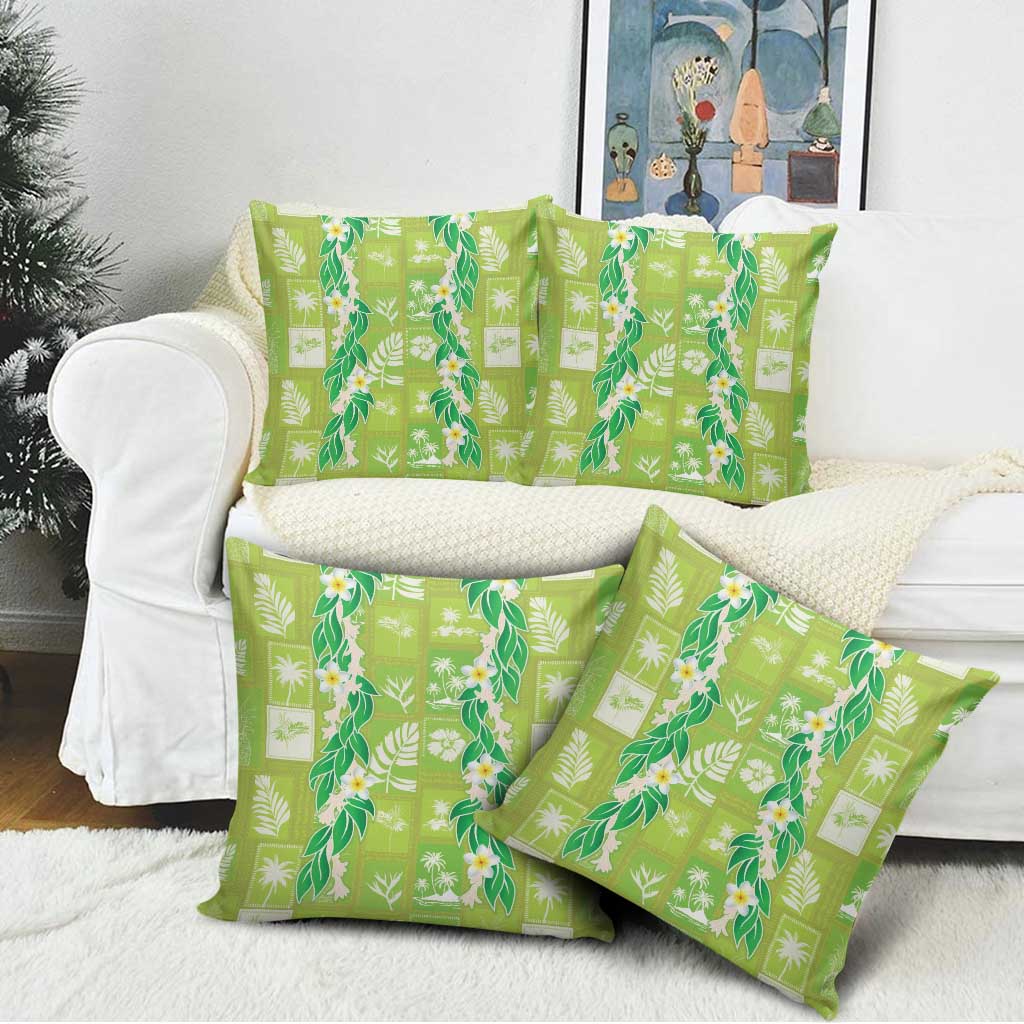 Aloha Hawaii Tuberose Lei Pillow Cover Tropical Vibes Green Color - Polynesian Pride