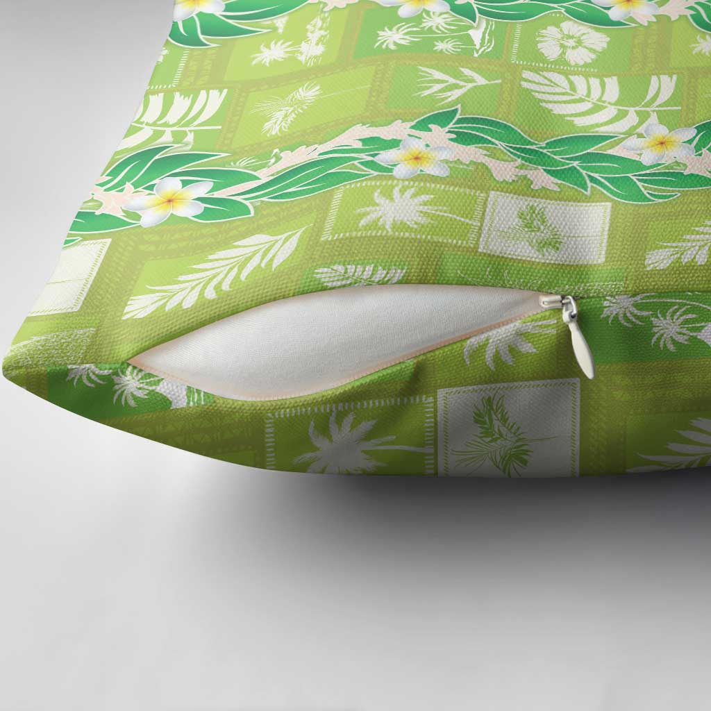 Aloha Hawaii Tuberose Lei Pillow Cover Tropical Vibes Green Color - Polynesian Pride