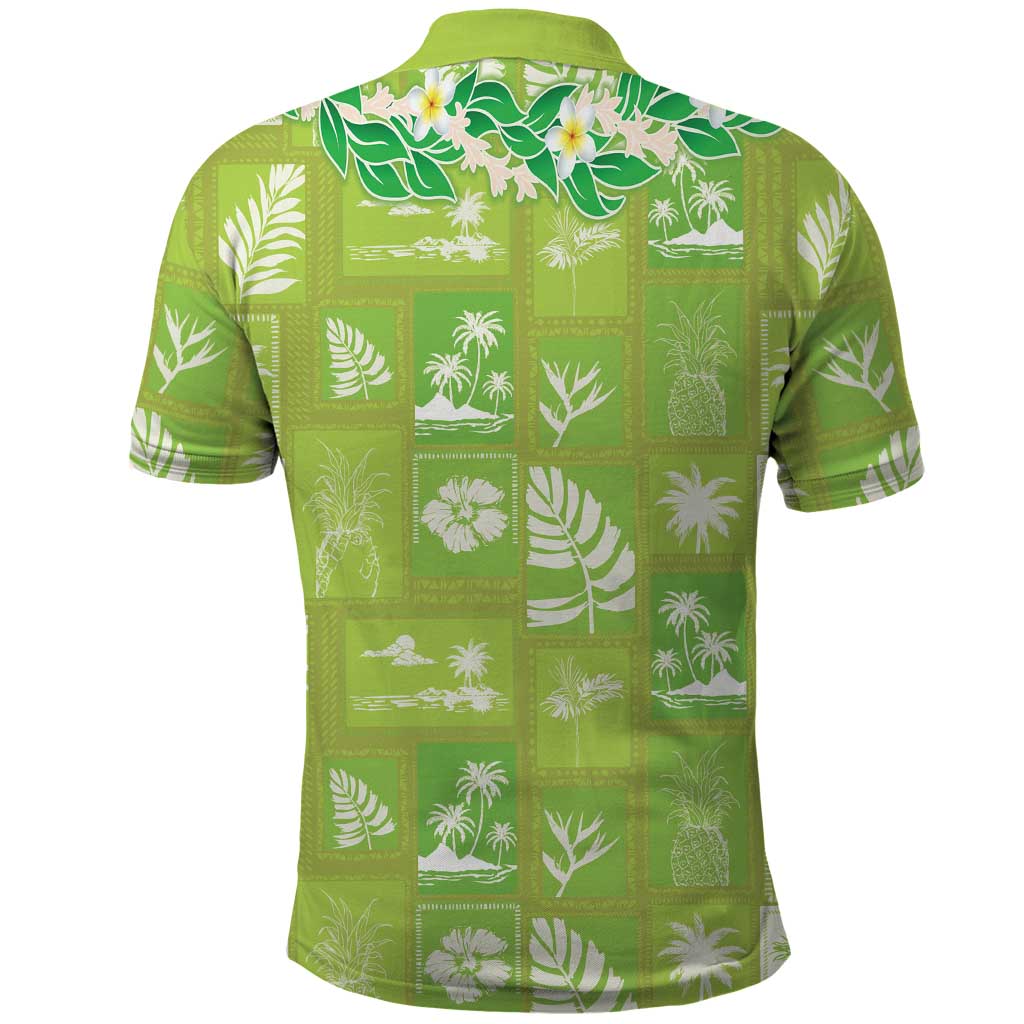 Aloha Hawaii Tuberose Lei Polo Shirt Tropical Vibes Green Color - Polynesian Pride