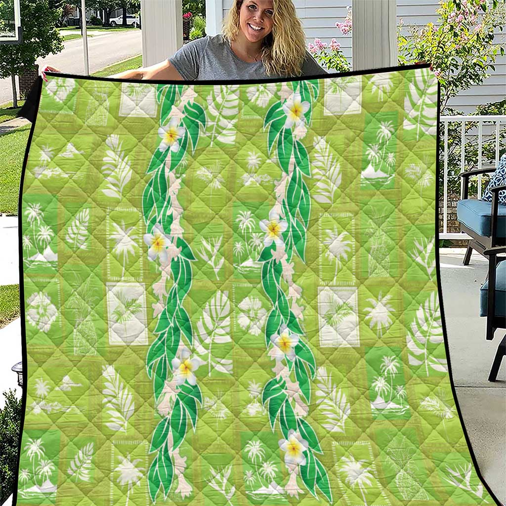 Aloha Hawaii Tuberose Lei Quilt Tropical Vibes Green Color - Polynesian Pride