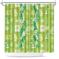 Aloha Hawaii Tuberose Lei Shower Curtain Tropical Vibes Green Color - Polynesian Pride