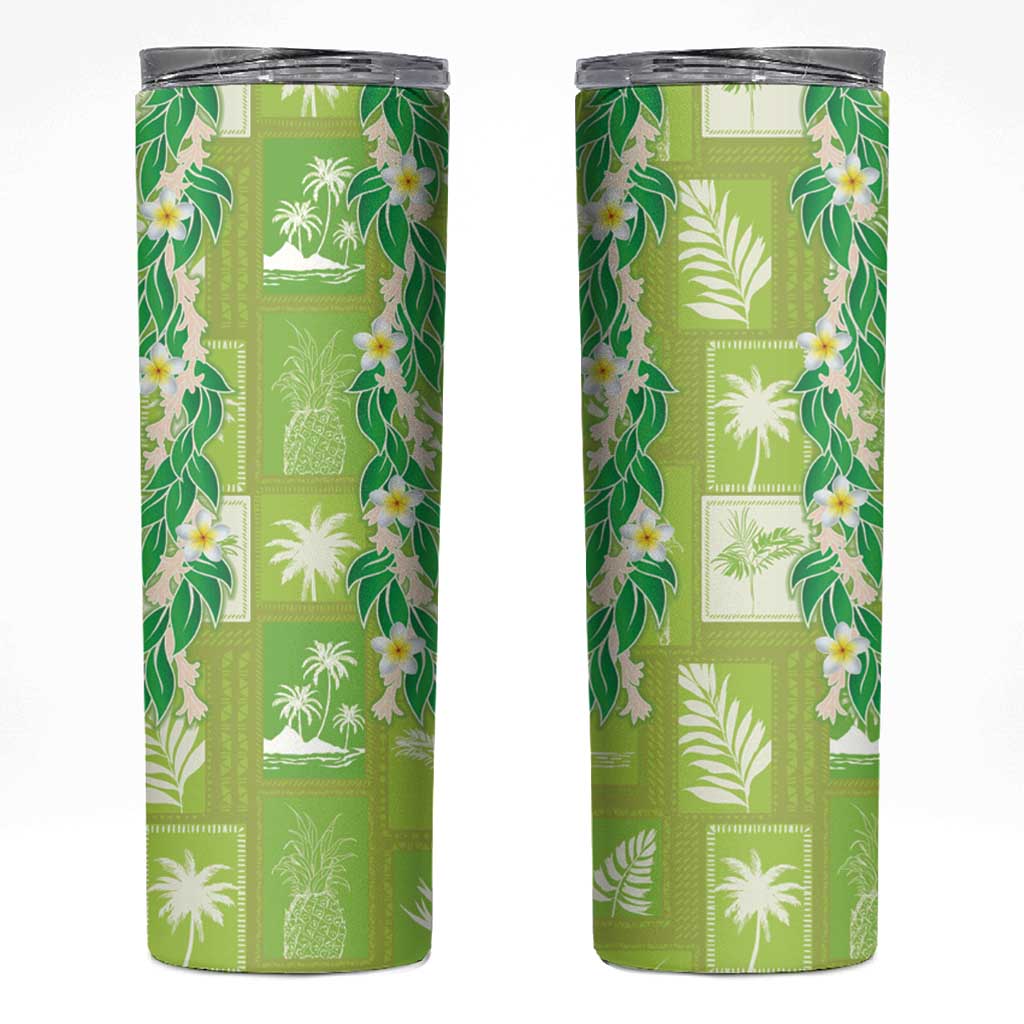 Aloha Hawaii Tuberose Lei Skinny Tumbler Tropical Vibes Green Color - Polynesian Pride