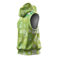 Aloha Hawaii Tuberose Lei Sleeveless Hoodie Tropical Vibes Green Color - Polynesian Pride